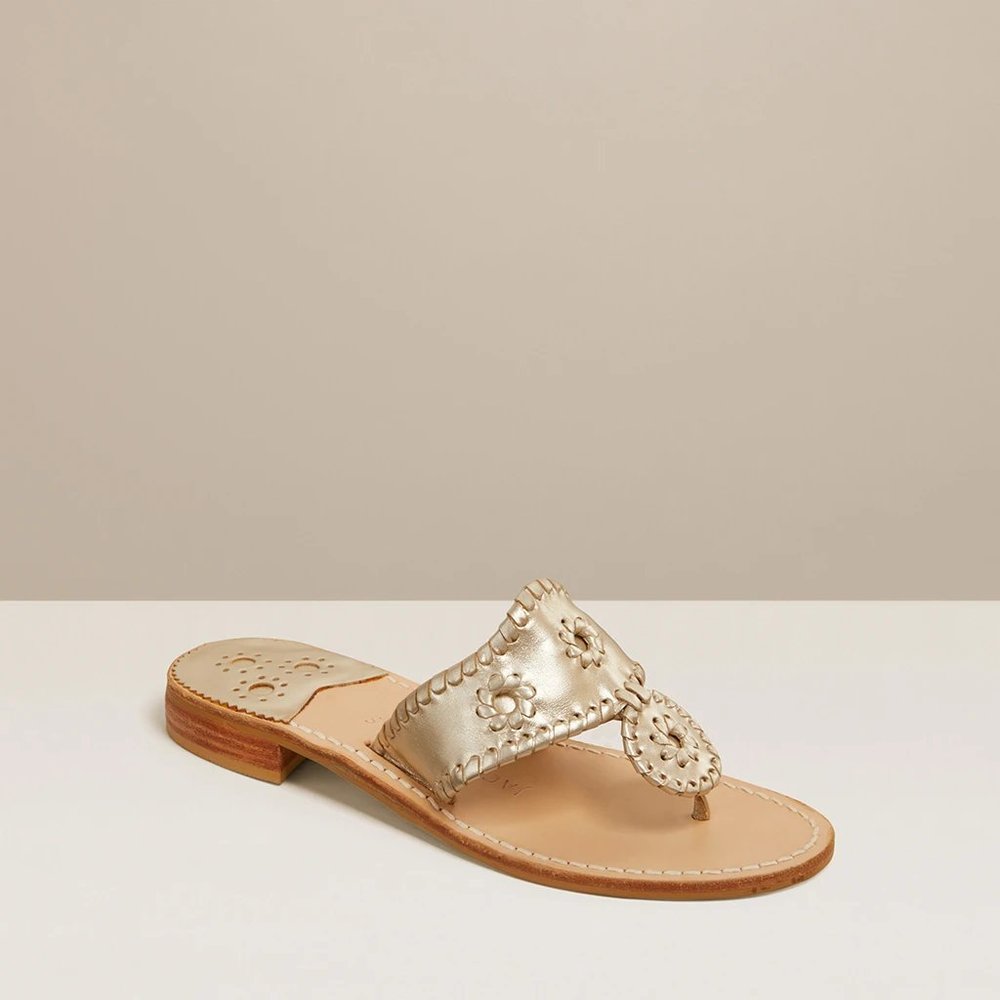 NWT Jack Rogers 7.5 Platinum Hamptons Flats